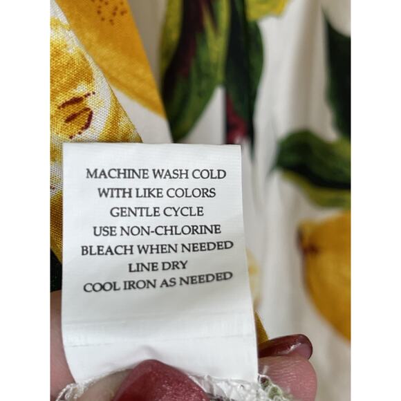 Blue island Mini Dress Size Large Lemon Print Off the Shoulder Bell-Sleeve - Picture 8 of 10